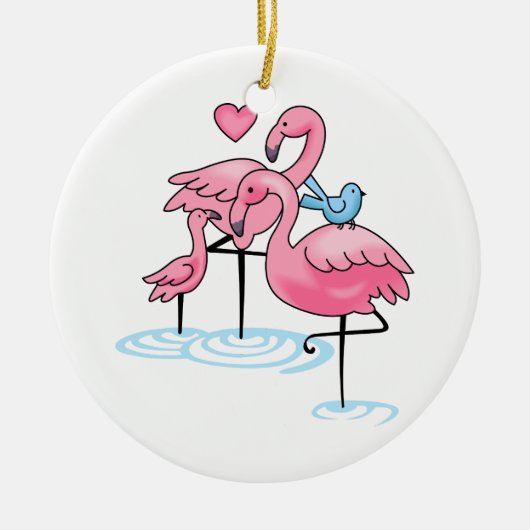 Flamingo Family Keramik Ornament (Vorne)
