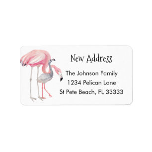Flamingo Family New Address Label Adressaufkleber