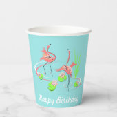 Flamingo Fandango Duo 2 Happy Birthday Pappbecher (Rückseite)