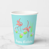 Flamingo Fandango Duo 2 Happy Birthday Pappbecher (Vorderseite)