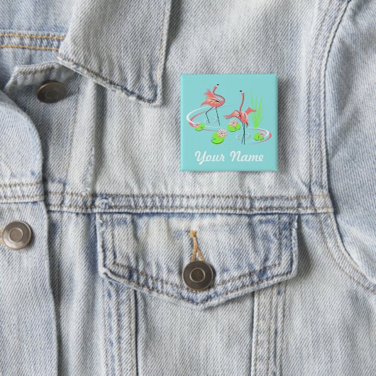 Flamingo Fandango Duo 2 Name Button Quadrat (Beispiel)