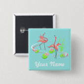 Flamingo Fandango Duo 2 Name Button Quadrat (Vorne & Hinten)