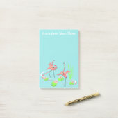 Flamingo Fandango Duo 2 Vertikaler Text Post-it Klebezettel (Auf Schreibtisch)