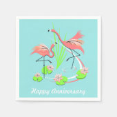 Flamingo Fandango Duo Happy Anniversary Serviette (Vorderseite)