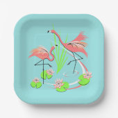 Flamingo Fandango Duo Papierplatte Pappteller (Vorderseite)