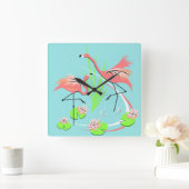 Flamingo Fandango Duo Taktquadrat Quadratische Wanduhr (Zuhause)
