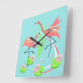 Flamingo Fandango Duo Taktquadrat Quadratische Wanduhr (Winkel)
