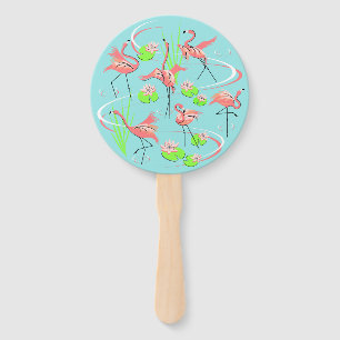 Flamingo Fandango Hand-Fan rund Fächer