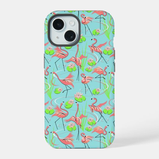 Flamingo Fandango Multi iPhone Gehäuse 15 Hülle (Rückseite)