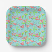 Flamingo Fandango Multiquadratische Papierplatte Pappteller (Vorderseite)