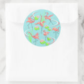 Flamingo Fandango Round Aufkleber (Tasche)