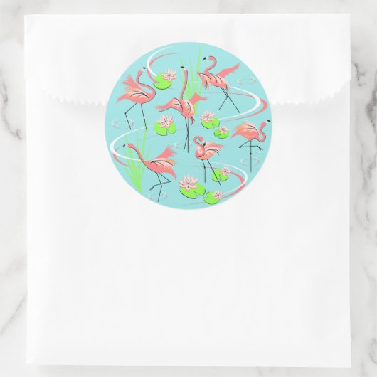 Flamingo Fandango Round Aufkleber (Tasche)