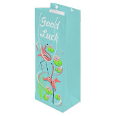 Flamingo Fandango Slim Duo Viel Glück Geschenktüte Für Weinflaschen (Rückseite Schrägansicht)