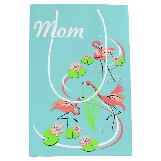 Flamingo Fandango Trio Mama Mittlere Geschenktüte (Vorderseite)