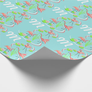 Flamingo Fandango Trio Monogramm-Geschenkpapier Geschenkpapier