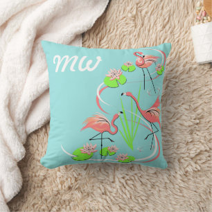 Flamingo Fandango Trio Monogramm Wurfkissen Kissen