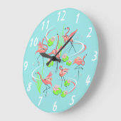 Flamingo Fandango Uhr rund (Winkel)