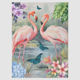 Flamingo Fantasy Florals & Butterfliegen Seidenpapier
