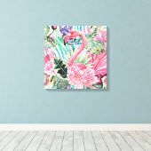 Flamingo farbige Aquarellfarbe Leinwanddruck (Insitu (Holzboden))