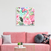 Flamingo farbige Aquarellfarbe Leinwanddruck (Insitu (Wohnzimmer))