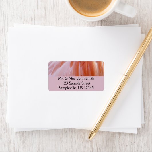 Flamingo Feathers in Pink-Schatten Adressaufkleber (Insitu)