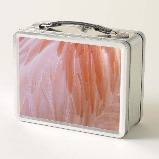 Flamingo Feathers in Pink-Schatten Metall Brotdose (Rückseite)