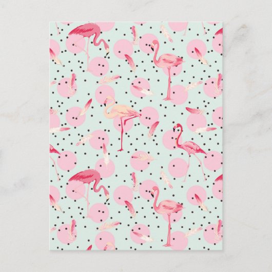 Flamingo Feathers on Polka Dots 2 Postkarte (Vorderseite)