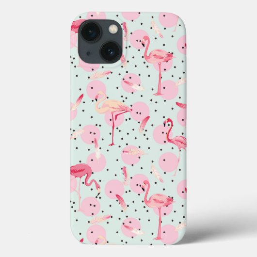 Flamingo Feathers on Polka Dots Case-Mate iPhone Hülle (Rückseite)