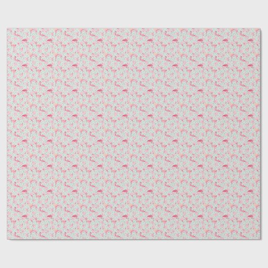 Flamingo Feathers on Polka Dots Geschenkpapier (Flach)