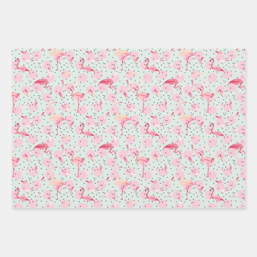 Flamingo Feathers on Polka Dots Geschenkpapier Set (Vorderseite 2)