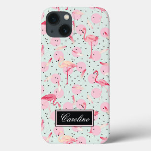Flamingo Feathers on Polka Dots Name hinzufügen Case-Mate iPhone Hülle