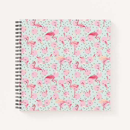 Flamingo Feathers on Polka Dots Notizblock (Vorderseite)