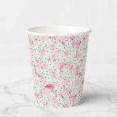 Flamingo Feathers on Polka Dots Pappbecher (Rückseite)