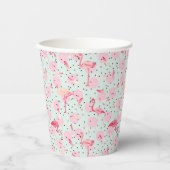 Flamingo Feathers on Polka Dots Pappbecher (Vorderseite)