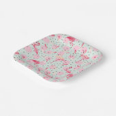 Flamingo Feathers on Polka Dots Pappteller (Gewinkelt)
