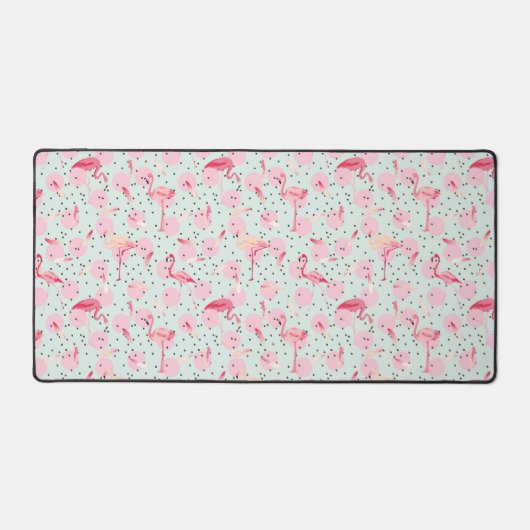 Flamingo Feathers on Polka Dots Schreibtischunterlage (Vorderseite)