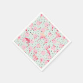 Flamingo Feathers on Polka Dots Serviette (Ecke)