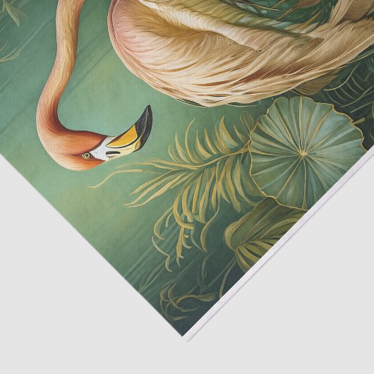 Flamingo Feathery Finery, elegant botanisch Seidenpapier (Ausschnitt)