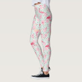 Flamingo-Federn auf Polka-Punkten 2 Leggings (Links)