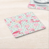 Flamingo-Federn auf Tupfen 2 Rechteckiger Pappuntersetzer (angewinkelt)