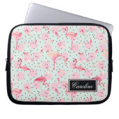 Flamingo-Federn auf Tupfen | addieren Ihren Namen Laptopschutzhülle (Vorderseite)