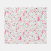 Flamingo-Federn auf Tupfen Fleecedecke (Vorderseite (Horizontal))