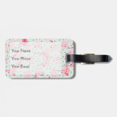 Flamingo-Federn auf Tupfen Gepäckanhänger (Rückseite horizontal)