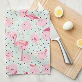 Flamingo-Federn auf Tupfen Geschirrtuch (Viertel Falte)