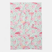 Flamingo-Federn auf Tupfen Geschirrtuch (Vertikal)