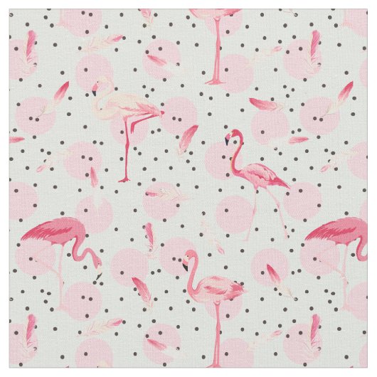 Flamingo-Federn auf Tupfen Stoff (Nahaufnahme)