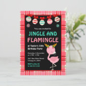 Flamingo-Feiertags-Geburtstagsfeier Einladung (Stehend Vorderseite)