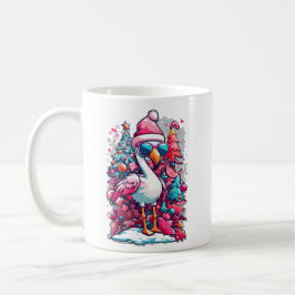 Flamingo Festivals Weihnachtsmannmütze und Brillen Kaffeetasse