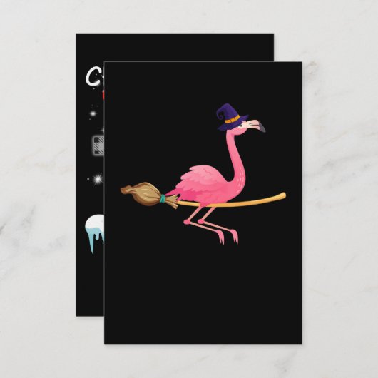 Flamingo| Feuchtes Flamingo-HexenHalloween Einladung (Vorne/Hinten)