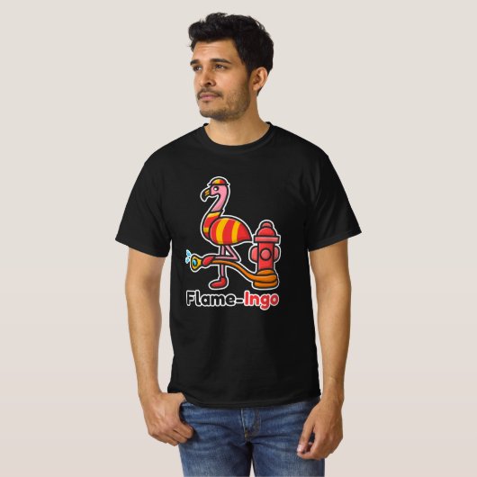 Flamingo - Feuerwehr bei frischen Tieren T-Shirt (Vorne ganz)
